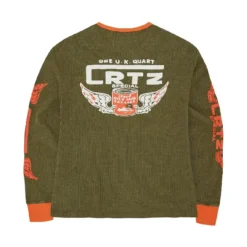 Corteiz Gasolina Waffle Sweatshirt Tonal Khaki/Burnt Orange