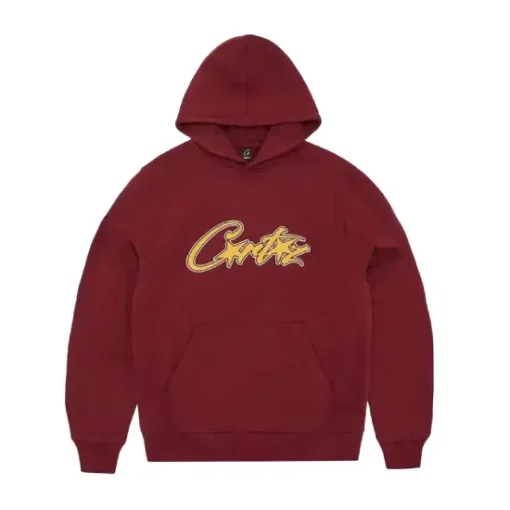 Corteiz Satin Applique Allstarz Hoodie Maroon