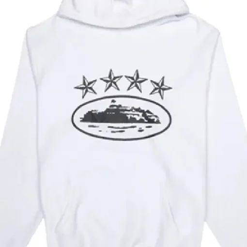 Corteiz 4Starz Alcatraz Hoodie White